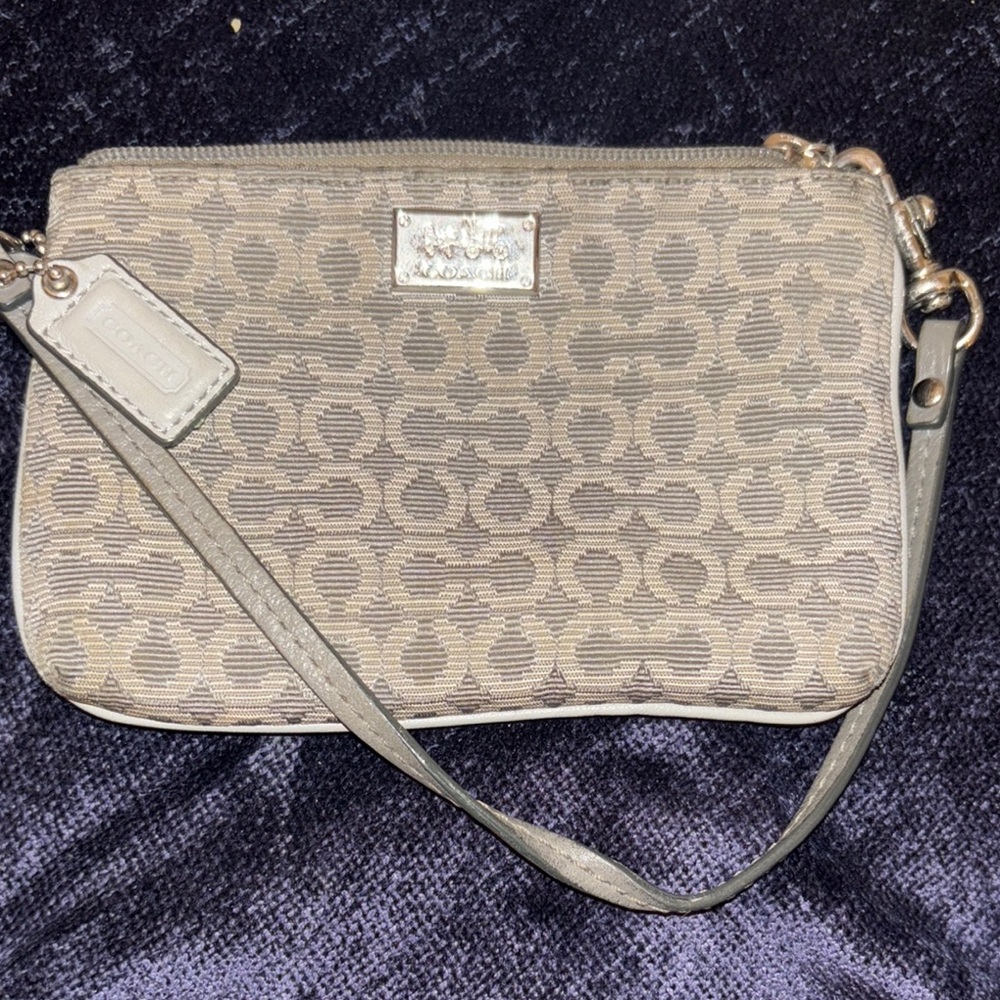 Coach Gray Clutch Wristlet with Signature Monogram